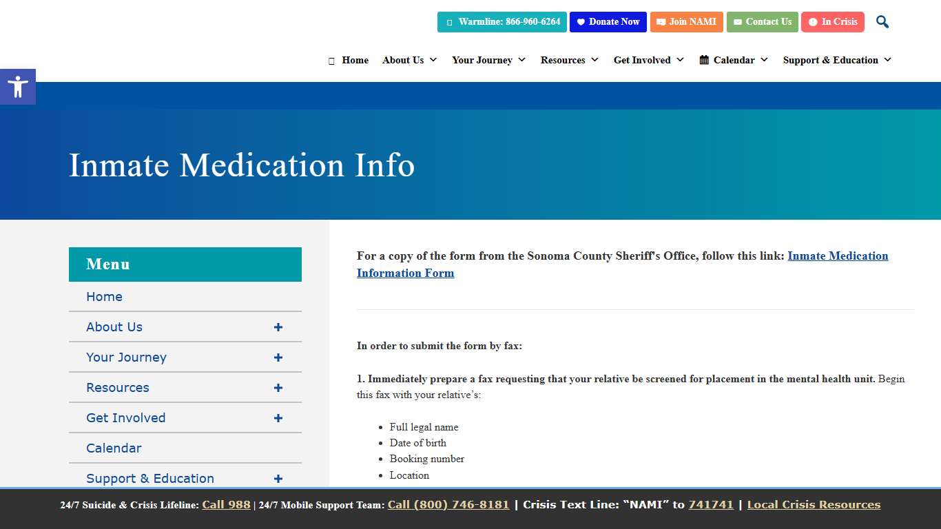 Inmate Medication Info - NAMI Sonoma County